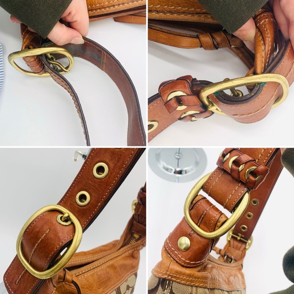 COACH✨Slim Bleecker Signature Cognac Brown Leather Satchel - Picture 10 of 16